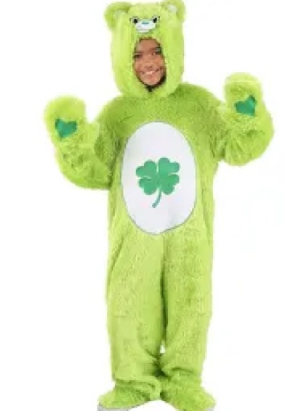 Kids Green Care Bear Costume - Plush Hooded Onesie